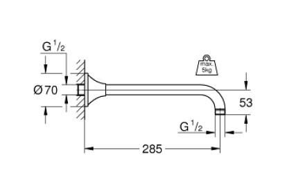 Grohe Rainshower Grandera Duş Kolu 286 MM - 26900IG0