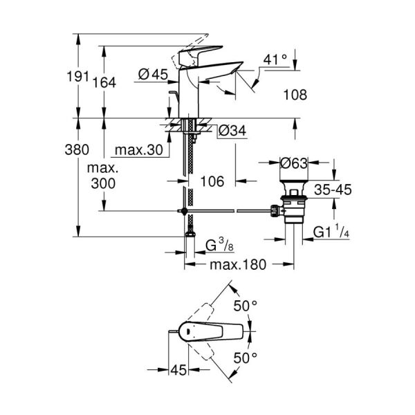 Grohe Yeni Bauedge Tek Kumandalı Lavabo Bataryası 23758001