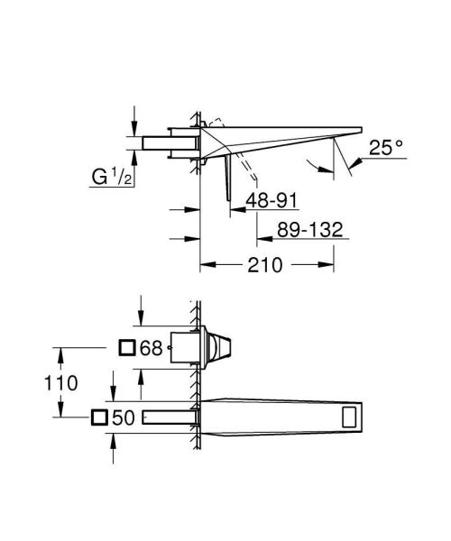 Grohe Allure Brilliant Private Collection 2 Delikli Duvardan Lavabo Bataryası M–Boyut Brushed Hard Graphite – 29517AL0