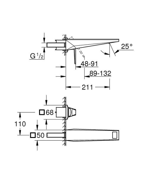 Grohe Allure Brilliant Private Collection 2 Delikli Duvardan Lavabo Bataryası M–Boyut Krom – 29521000