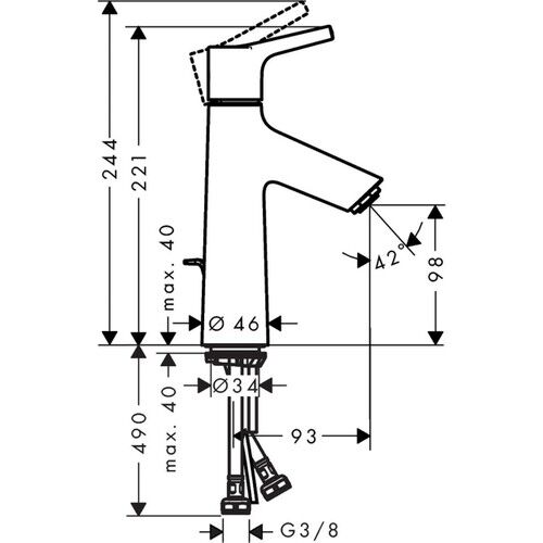 Hansgrohe 72020000 Hg Talis S Tek Kol. LB100,K.DALI,KROM