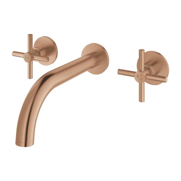 Grohe Atrio 3 Delikli Duvardan Ankastre Lavabo Bataryası (Sıva Üstü Grubu), Fırçalı Bakır - 20661DL0