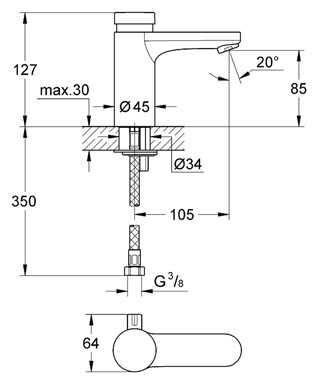 Grohe Eurosmart Cosmopolitan T Zaman Ayarlı Lavabo Bataryası - 36317000