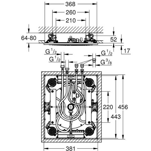 Rainshower F-Series 15″ Tepe duşu 3 akışlı 27939001