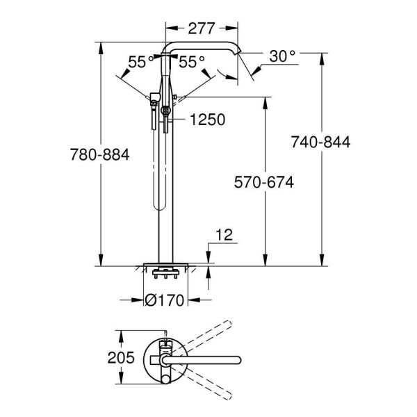 Grohe Essence Yerden Küvet Bataryası - 23491AL1