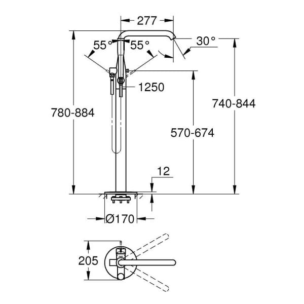 Grohe Essence Yerden Küvet Bataryası - 23491AL1