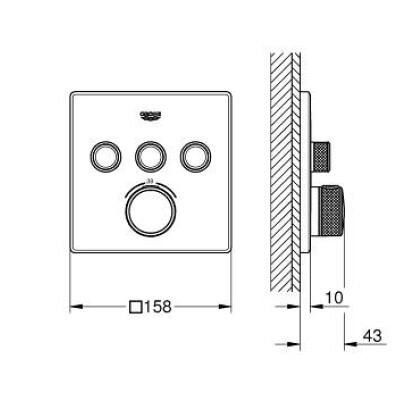 Grohe Grohtherm SmartControl Üç Valfli Akış Kontrollü, Ankastre Termostatik Duş Bataryası - 29126GN0