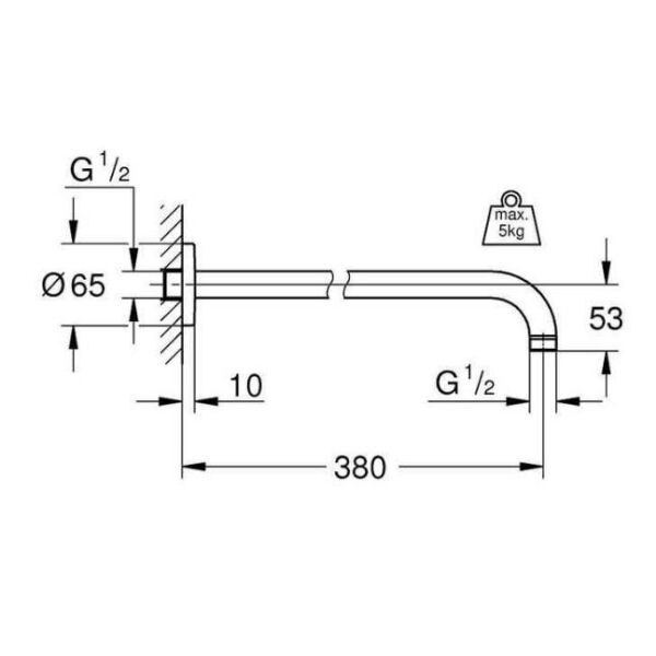 Grohe Rainshower® Tepe Duşu Dirseği Duvardan 380 mm - 28361000