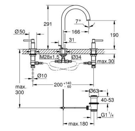 Grohe Atrio Üç Delikli Lavabo Bataryası 1/2'' L-Boyut - 20649AL0