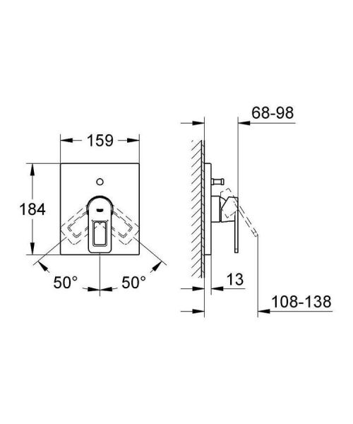 Grohe Quadra Divertörlü Dış Ayna Volan Grubu Tek Kollu Banyo Bataryası 19456000