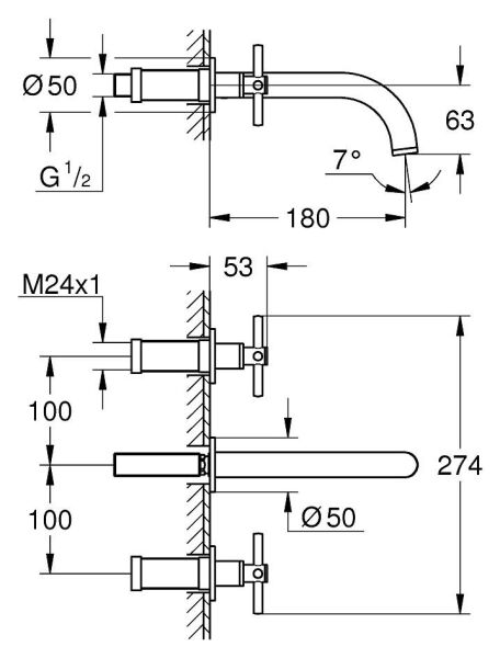 Grohe Atrio 3 Delikli Lavabo Bataryası - 20164DA3