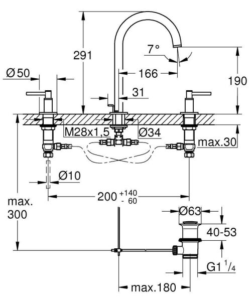 Grohe Atrio 3 Delikli Lavabo Bataryası L Boyut - 20649DA0