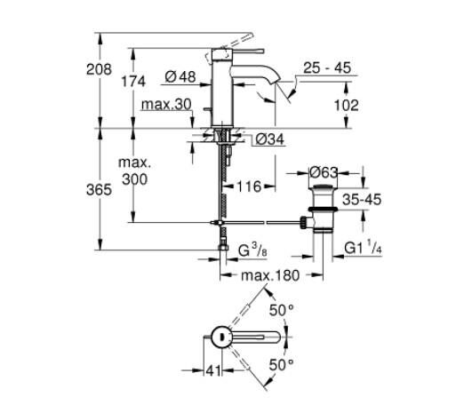 Grohe Essence Tek Kumandalı Lavabo Bataryası S-Boyut - 23589DC1