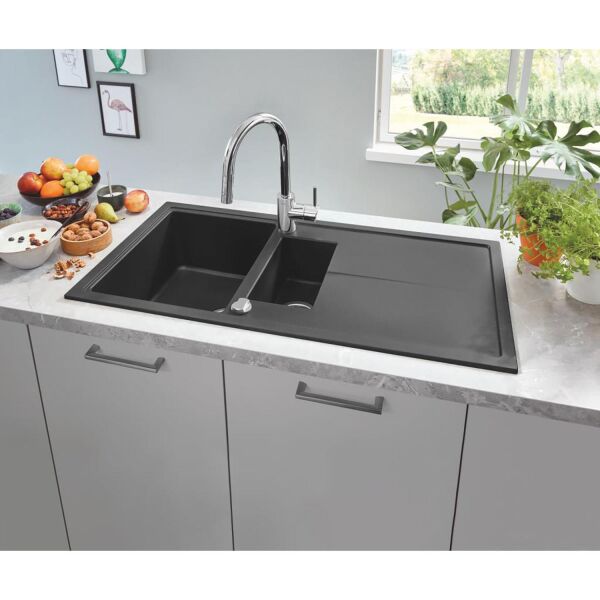 Grohe K400 60-C 1,5 Hazneli 100 Cm Quartz Kompozit Eviye, Siyah Granit 31642AP0
