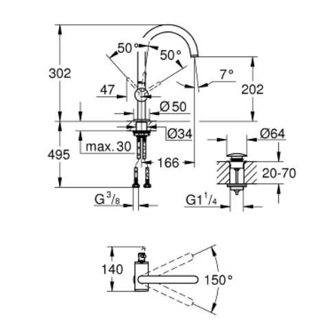 Grohe Atrio Tek Kumandalı Lavabo Bataryası 1/2'' L-Boyut - 24362AL0