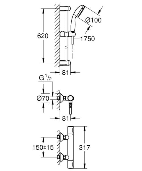 Grohe Termostatik Banyo Bataryası - 34796000