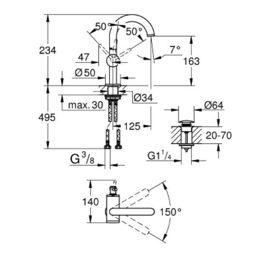 Grohe Atrio Lavabo Bataryası 1/2'' M-Boyut - 24363AL0