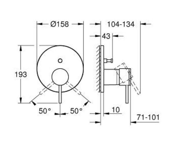 Grohe Atrio 2 Yollu Yön Değiştiricili Tek Kollu Banyo Bataryası - 24355GL0