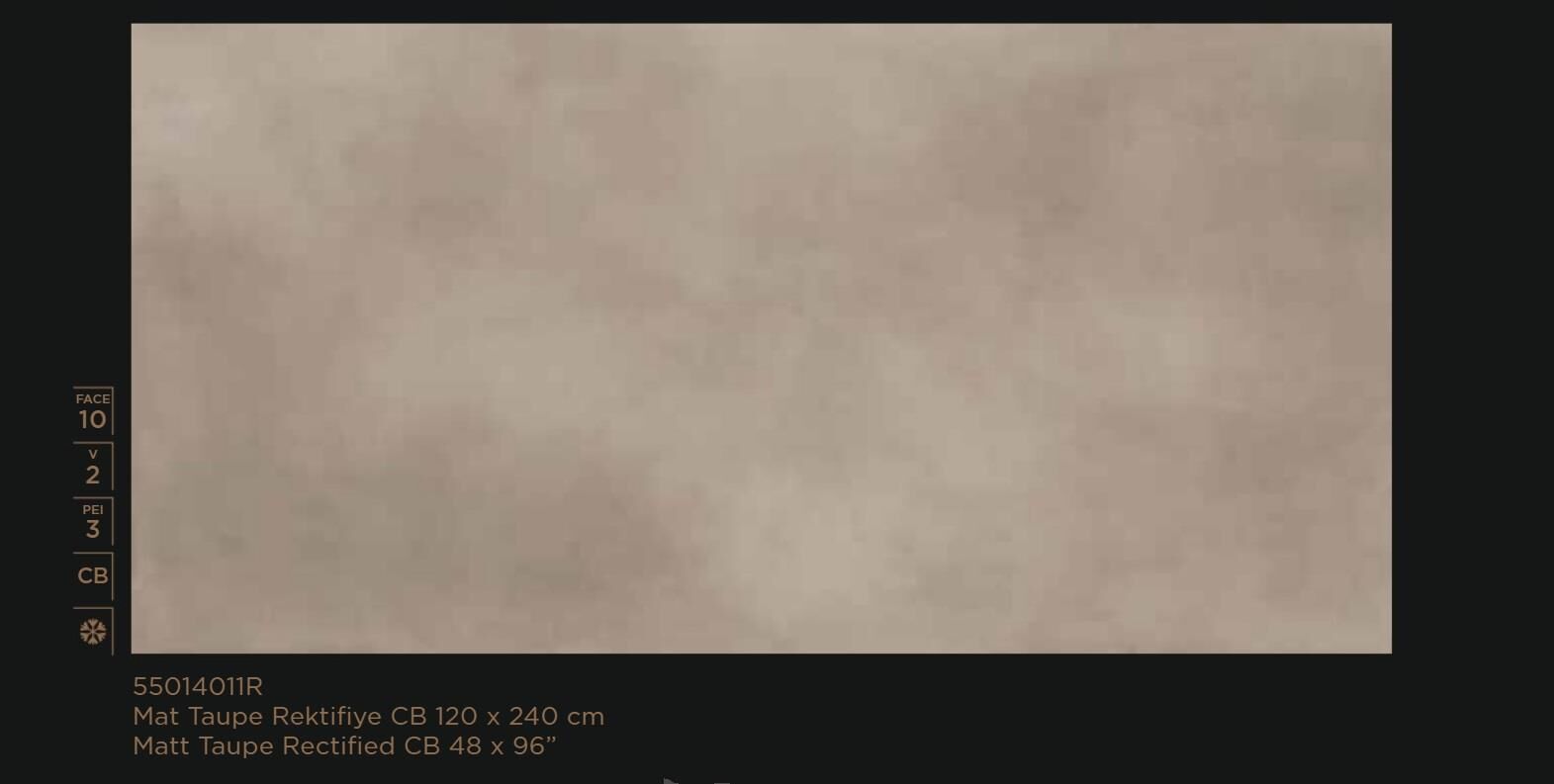 Kütahya Seramik 120*240 Raw Mat Taupe Rektifiye CB (adet fiyatıdır)