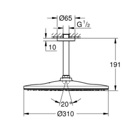 Grohe Rainshower Mono 310 Tepe Duşu Seti 142 mm, Tek Akışlı - 22122KF0