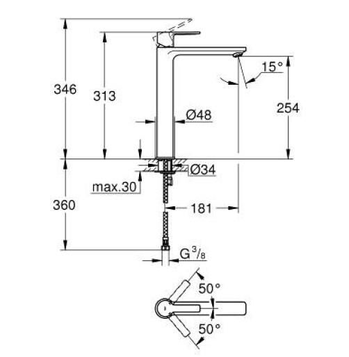 Grohe Lineare Tek Kumandalı Lavabo Bataryası XL-Boyut - 23405AL1