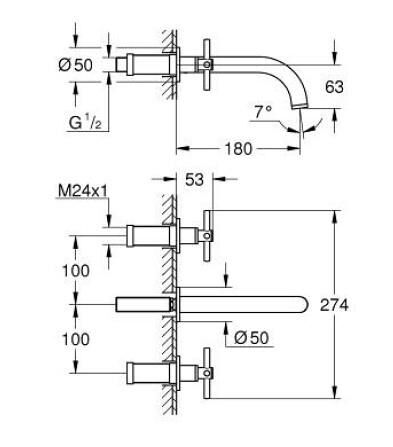Grohe Atrio 3-Delikli Lavabo Bataryası M-Boyut - 20661000