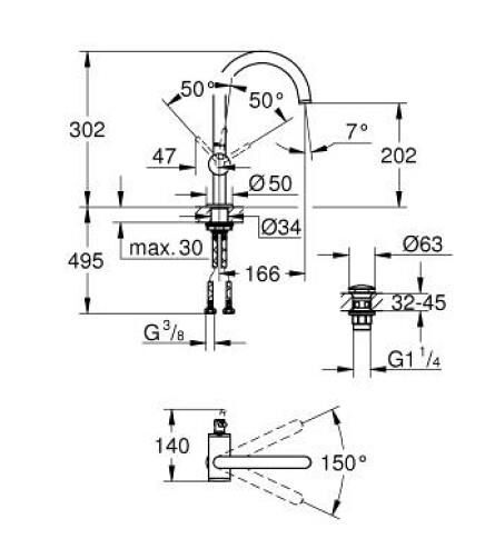 Grohe Atrio Tek Kumandalı Lavabo Bataryası 1/2'' L-Boyut - 24362000