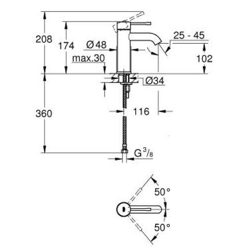 Grohe Essence Tek Kumandalı Lavabo Bataryası S-Boyut - 24172KF1