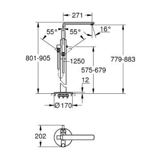 Grohe Lineare Yerden Küvet Bataryası - 23792AL1