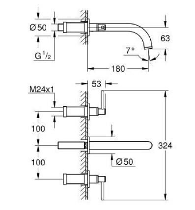 Grohe Atrio 3 Delikli Lavabo Bataryası 1/2'' M-Boyut - 20662DC0