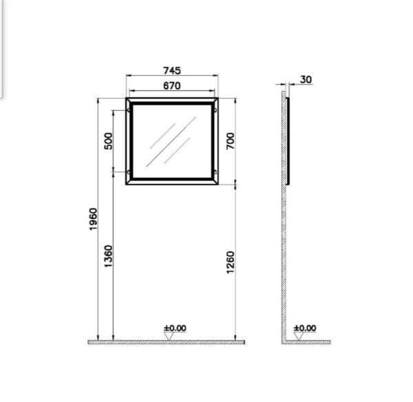 VitrA Valarte 80cm Gri Banyo Dolabı Aynalı Üst Modül - 62217