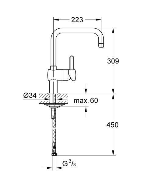 Grohe Flair Tek Kumandalı Eviye Bataryası 32453000
