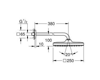 Grohe Tempesta 250 Cube Tepe Duşu Seti 380 mm, Tek Akışlı - 266872430