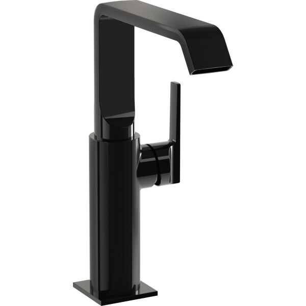 Vitra Suit A4276539 Çanak Lavabo Bataryası, Yandan Kumandalı, Parlak Siyah