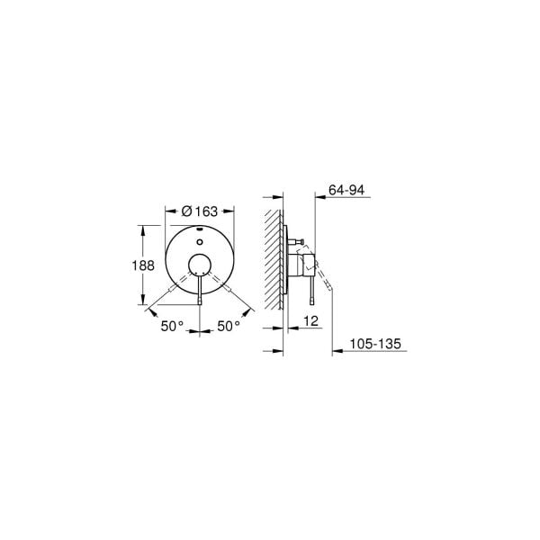 Grohe Essence New Ankastre Duş Bataryası- Hard Graphite - 19285EN1