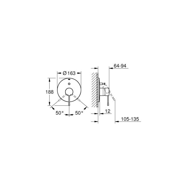 Grohe Essence New Ankastre Duş Bataryası- Hard Graphite - 19285EN1