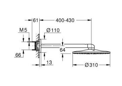 Grohe Rainshower Smartactive 310 Tepe Duşu Seti 430 mm, 2 Akışlı - 22123KF0