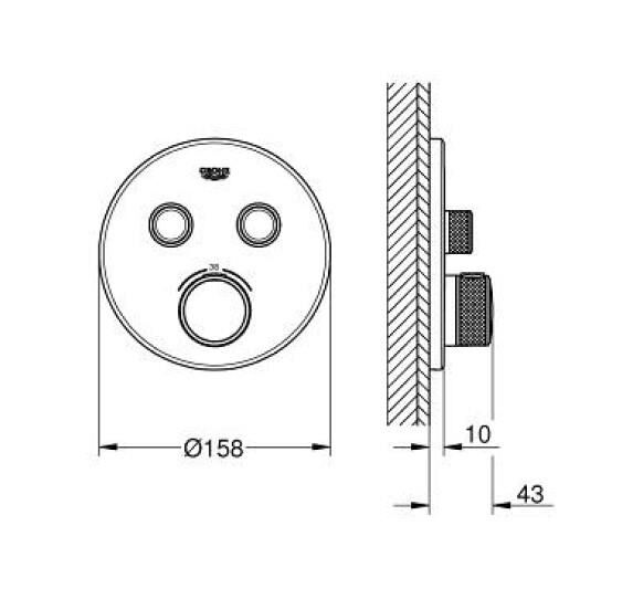 Grohe Grohtherm SmartControl Çift Valfli Akış Kontrollü, Ankastre Termostatik Duş Bataryası - 29507KF0