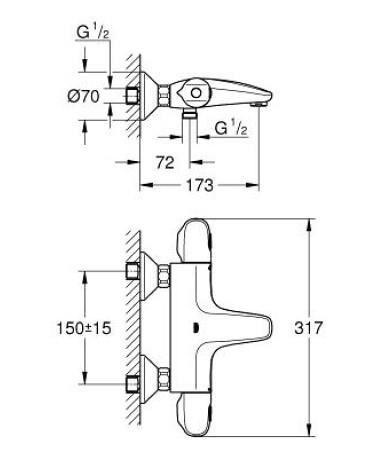 Grohe Grohtherm 1000 Termostatik Banyo/Duş Bataryası 1/2'' - 348162433