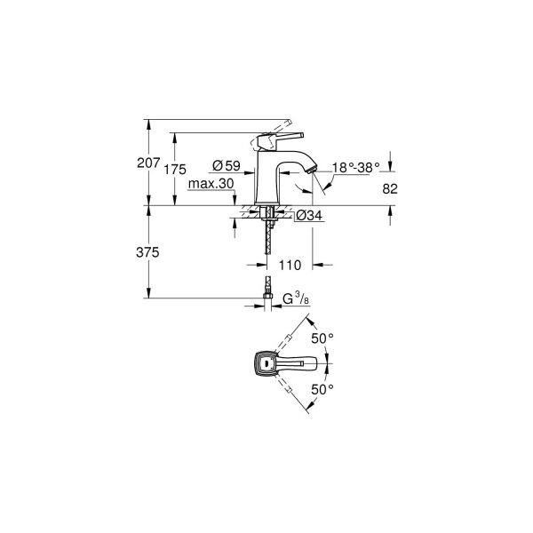 Grandera Tek Kumandalı Lavabo Bataryası M-Boyut - 23310000
