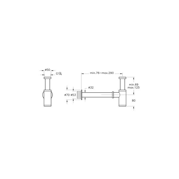 Vitra Origin Lavabo Sifonu Alt Grubu (T Tipi) Parlak Siyah A4512339