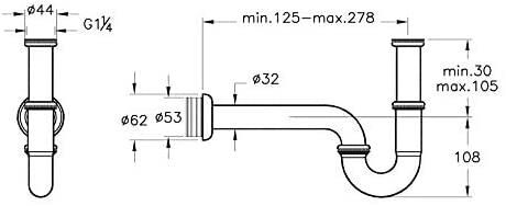 VitrA A45117 Lavabo/Eviye Sifonu P Tipi Krom - A45117