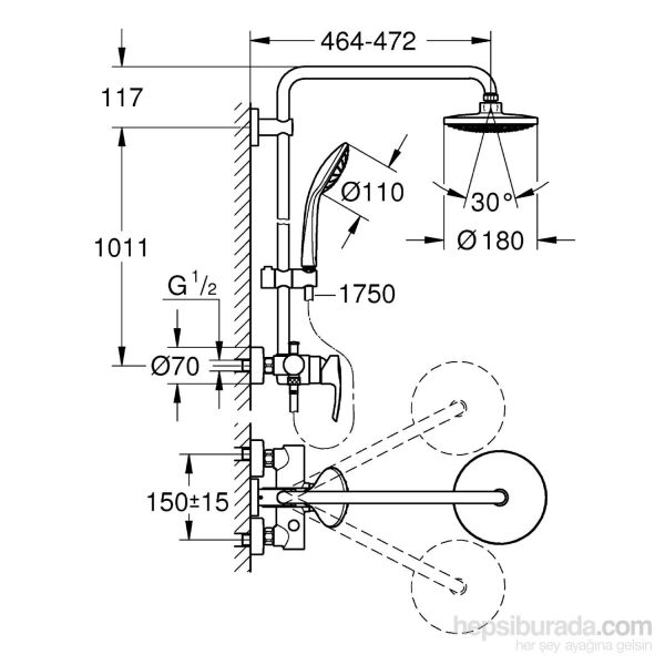 Grohe Euphoria Tek Kumandalı-Duş Bataryalı Duş Sistemi - 27473000