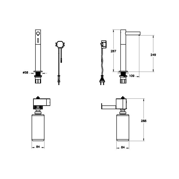 Vitra Origin A4476036WTC Temassız Sıvı Sabunluk, Tezgah Üzeri (Elektrikli - Uzun), Mat Siyah