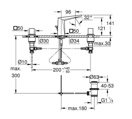Grohe Allure Brilliant 3 Delikli Lavabo Bataryası 1/2'' M-Boyut - 20626000