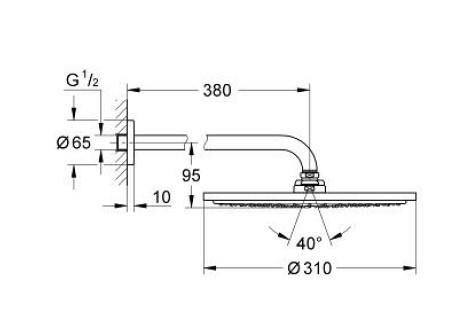 Grohe Rainshower Cosmopolitan 310 Tepe Duşu Seti 380 mm, Tek Akışlı - 26056000