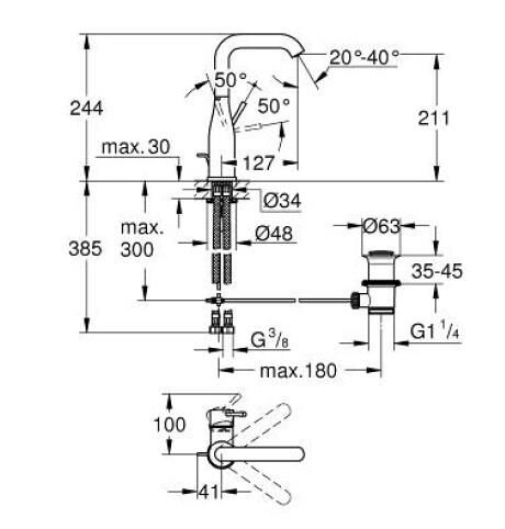 Grohe Essence Tek Kumandalı Lavabo Bataryası 1/2'' L-Boyut - 24174DL1