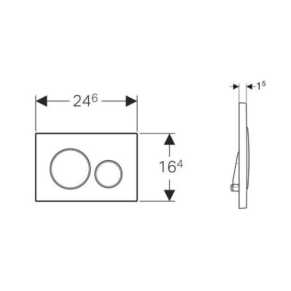 Geberit Sigma20 Kumanda Kapağı, Çift Basmalı, Siyah/Mat Siyah - 115.882.DW.1