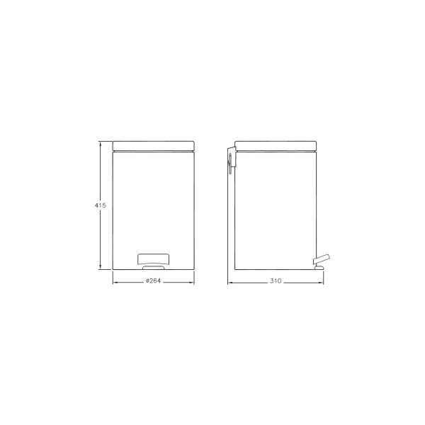 VitrA Arkitekta A44017 Yavaş Kapanır Kapaklı Çöp Kovası Krom (20 Litre)