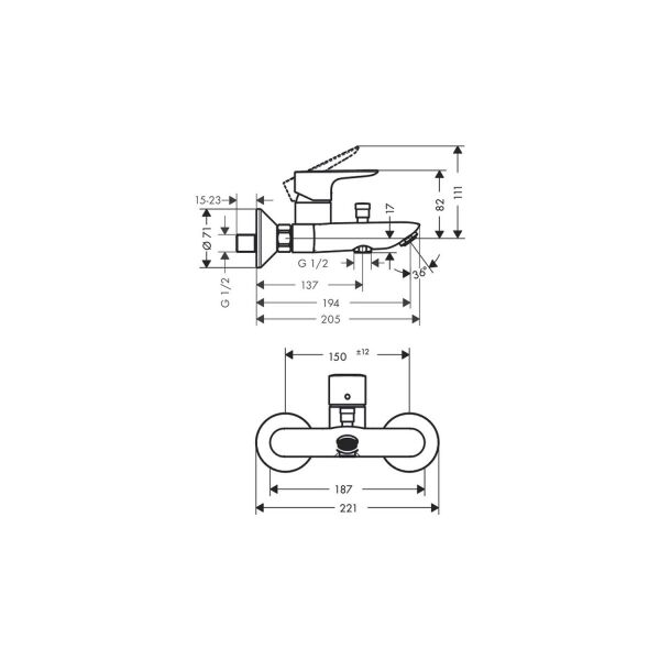 Hansgrohe Talis E Banyo Bataryası Aplike Mat Bronz 71740140